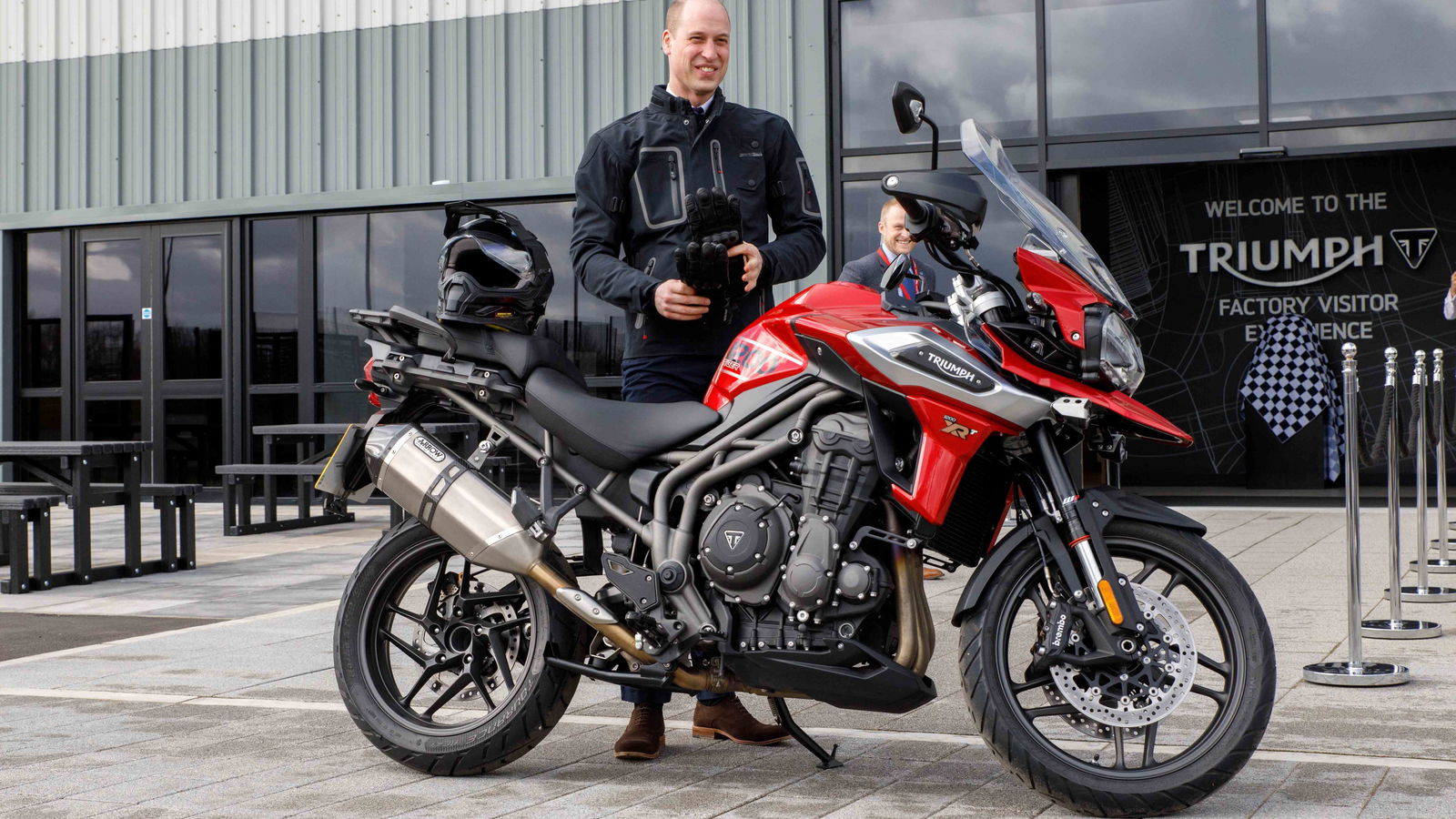 Prince William test rides Tiger 1200 at Triumph’s Hinckley HQ